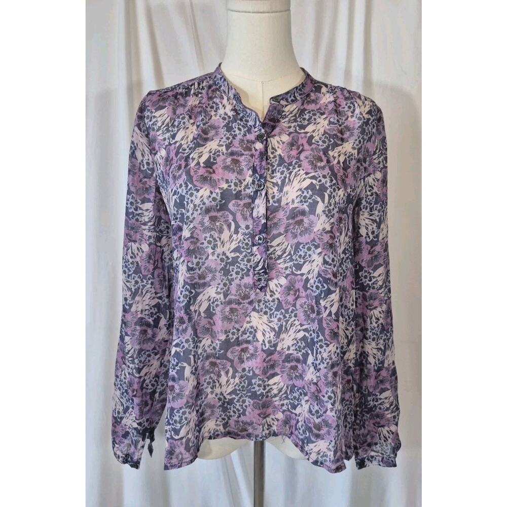 Isabel Marant Etoile Adigra Lavender Floral Button Up Cotton Top FR 36 US 4 - Picture 2 of 12